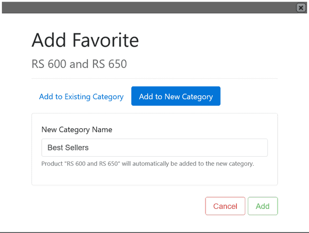 Favorites Category Selector